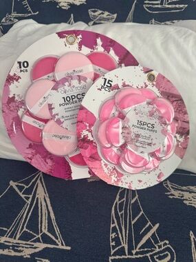 Oliva Rose Pink Powder Puffs - Soft Makeup Applicator Set (10pcs & 15pcs)